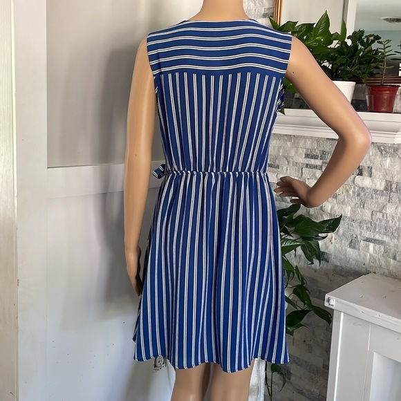 Monteau Striped Wrap Dress Sz M - Picture 6 of 10